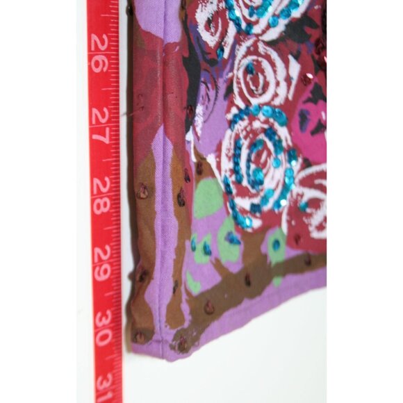 Anitsa Paris Hand-Painted Sequins Womens M Cotton Midi Skirt Floral Boho Artwear - Picture 8 of 8